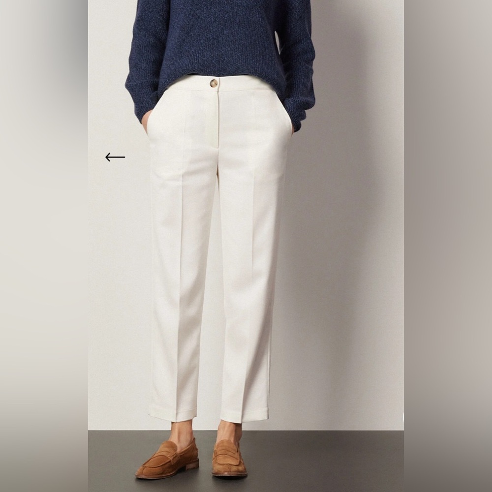 NWT Falconeri Wool and Viscose Cigarette-Style Cream Trousers Size Small